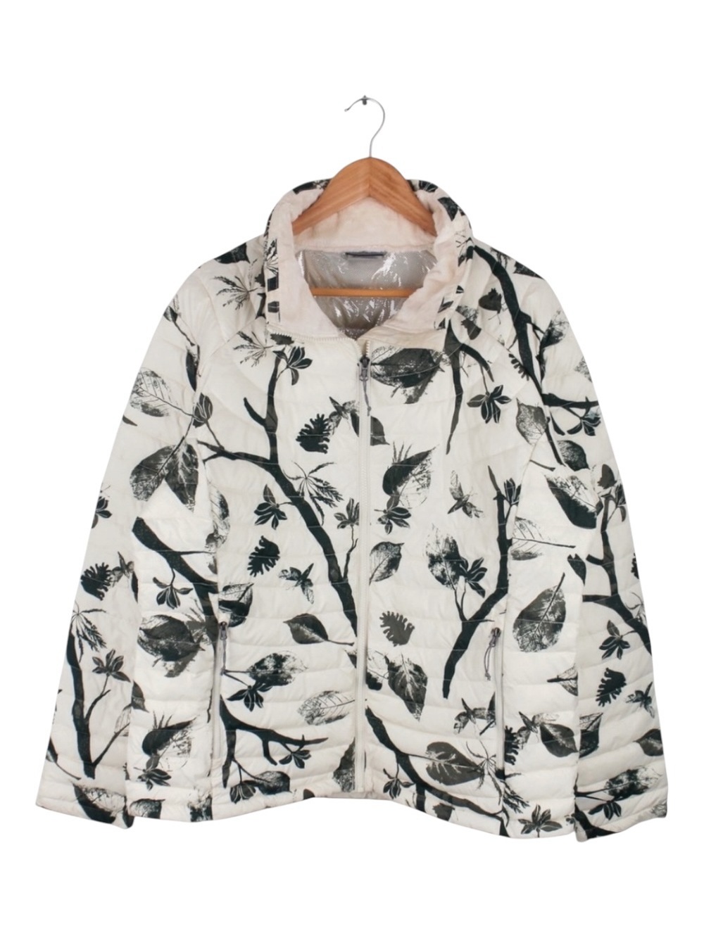 Columbia‎ White Floral Omni-Heat Print Puffer Jacket Hooded Women's Size XXL
